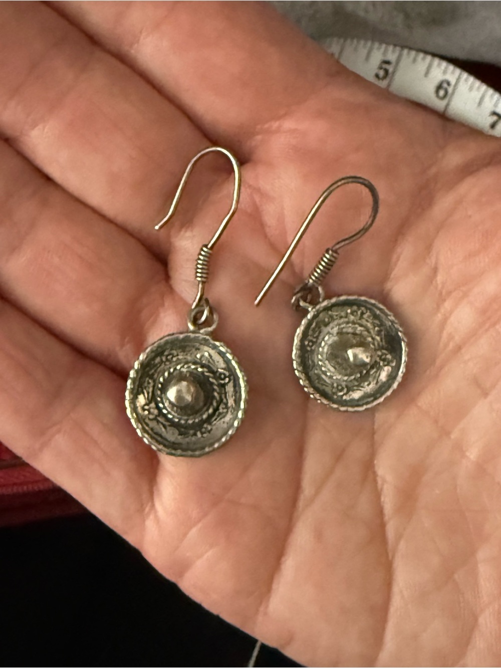 Vintage Sombrero Silver-Tone‎ Circular Drop Earrings - Women's Jewelry